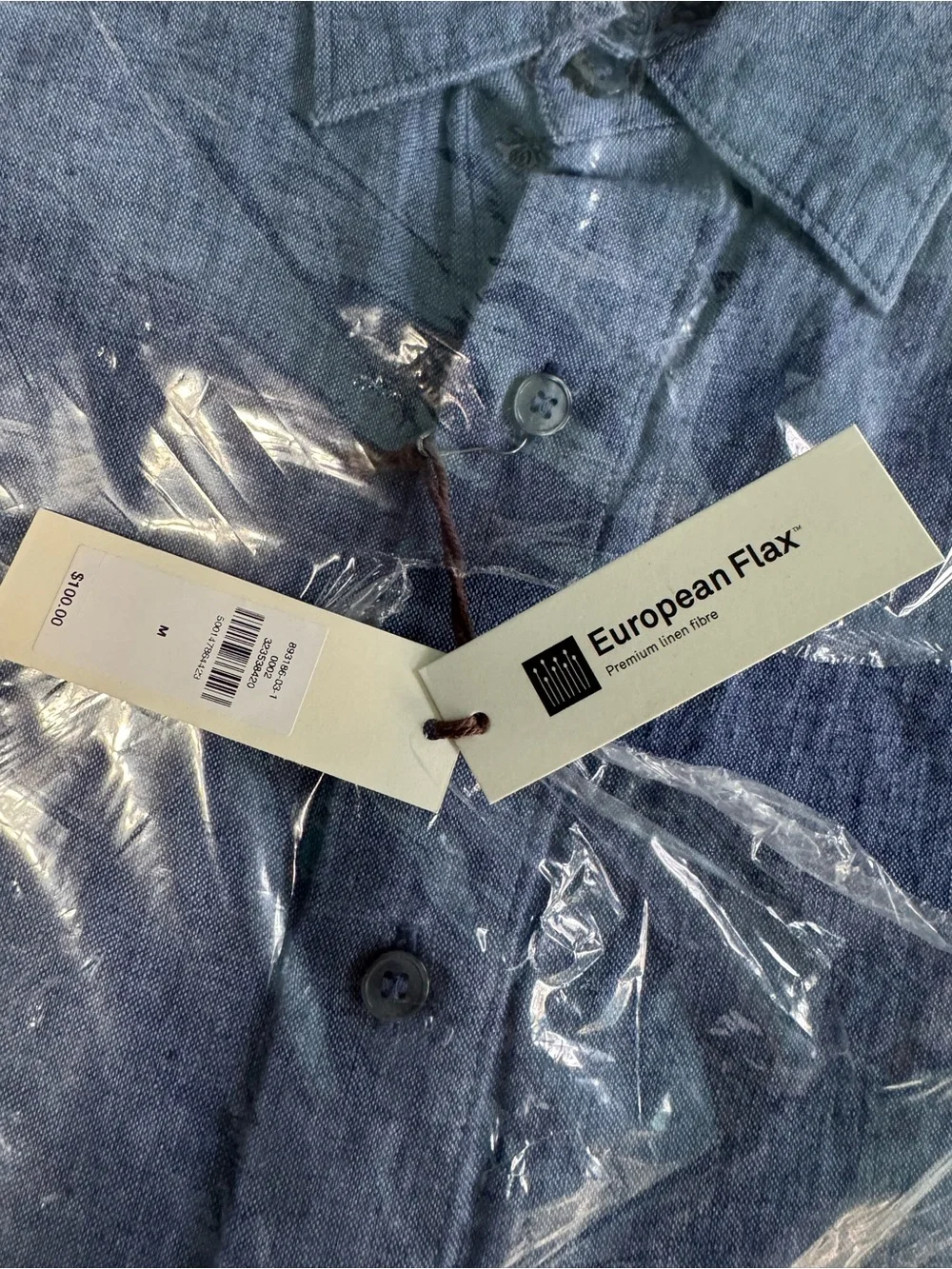 Banana Republic Men's Navy Blue European Flax Linen Button Down Shirt